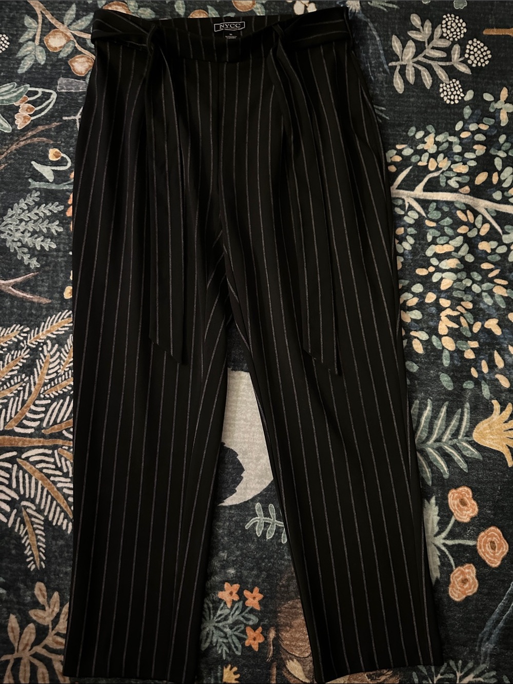 NY&C Black Pinstripe High-Waist Trousers